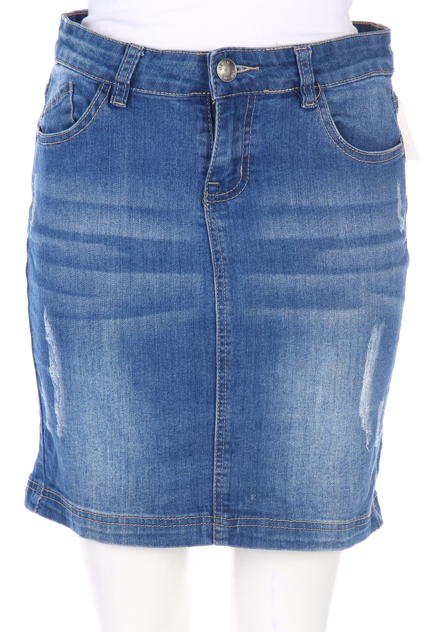SECONDHAND - Distressed Denim Mini Skirt - D 38
