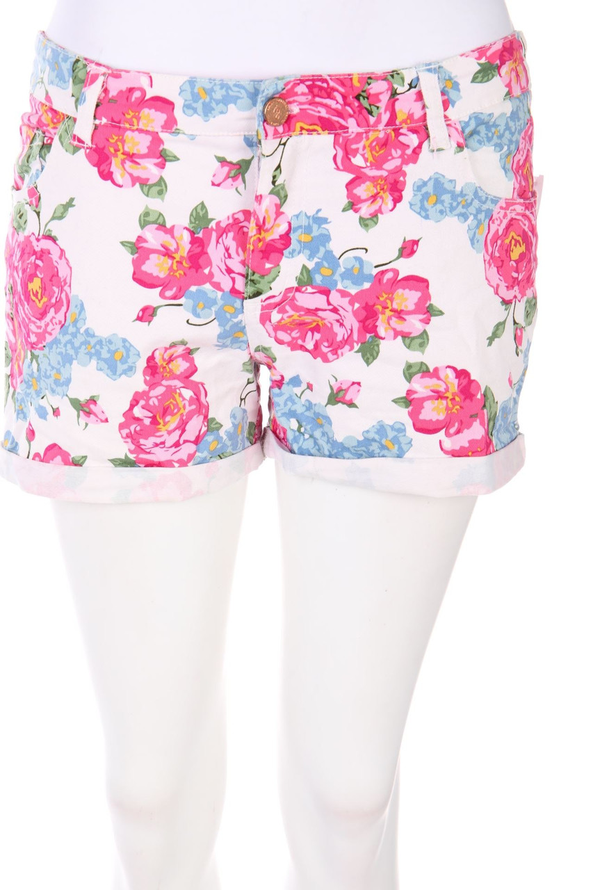AMISU - Jeans-Shorts mit Blumen-Print - D 36