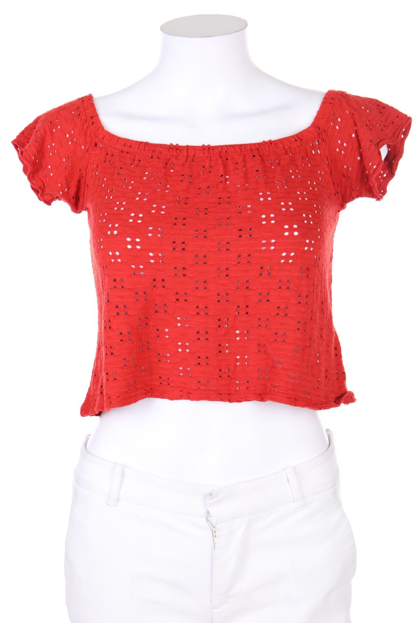ZARA TRF - Cropped-Shirt aus Lochspitze - M