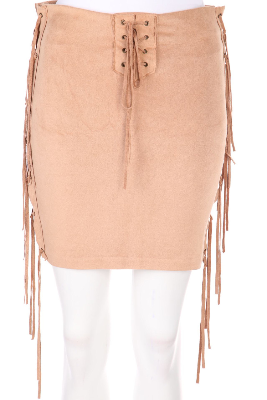 AMISU - Hippie-Faux Leather-Mini-Rock mit Schnürung - D 38