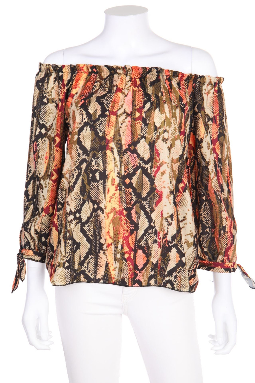 Hailys - Carmen-Bluse mit Animal-Print - M