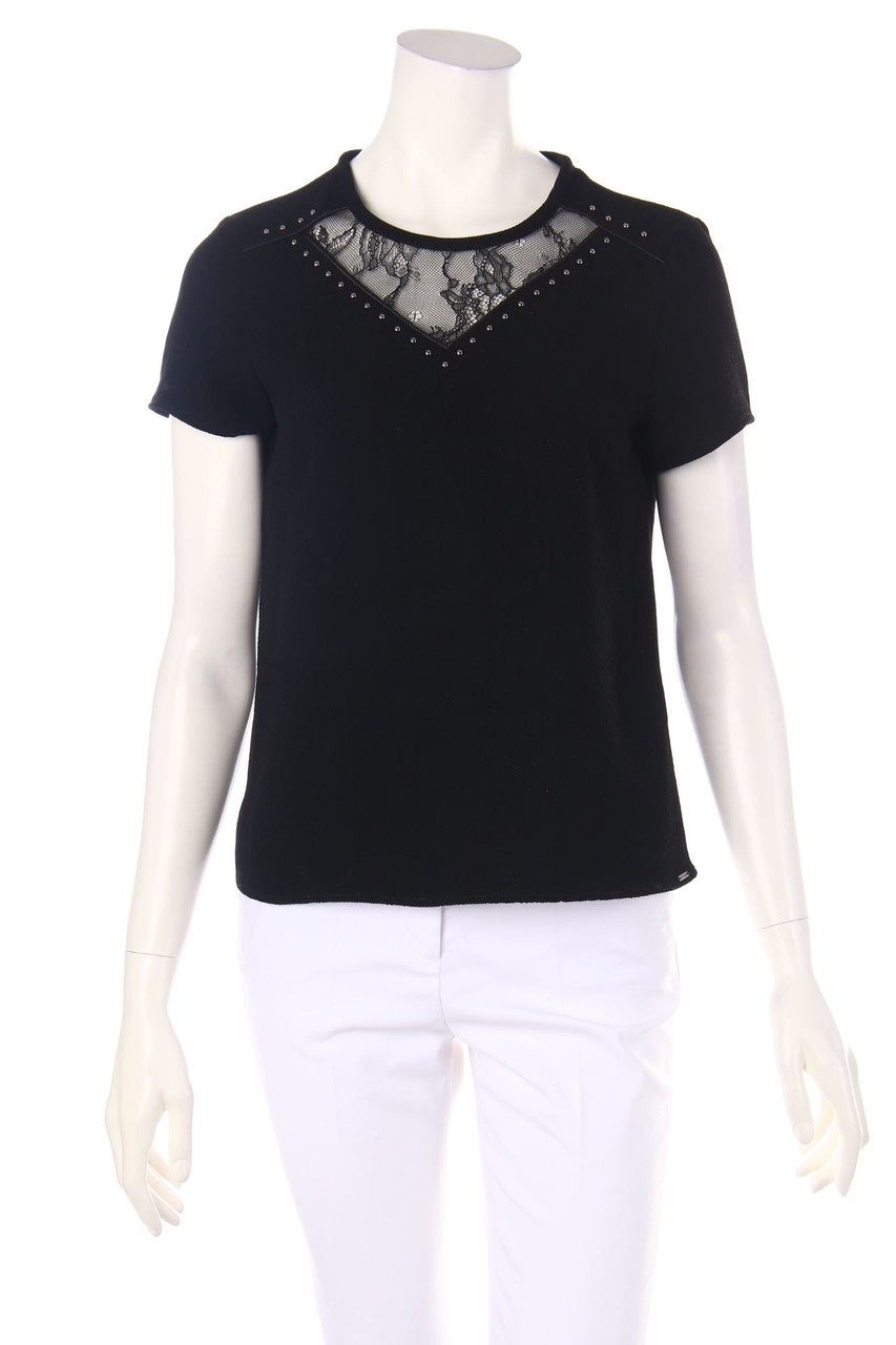 IKKS WOMEN - Shortsleeve Blouse with Lace Insert - M