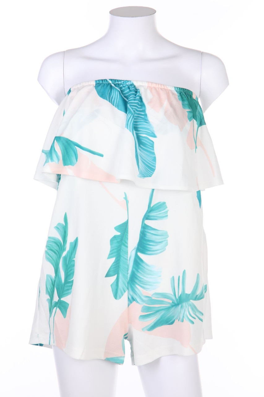 ECOWISH - dress, Layer Look with Tropical Print - M