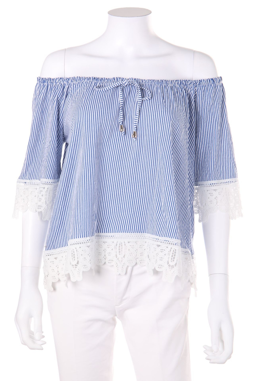 No Label - Off-the-shoulder blouse with Lace Insert - M
