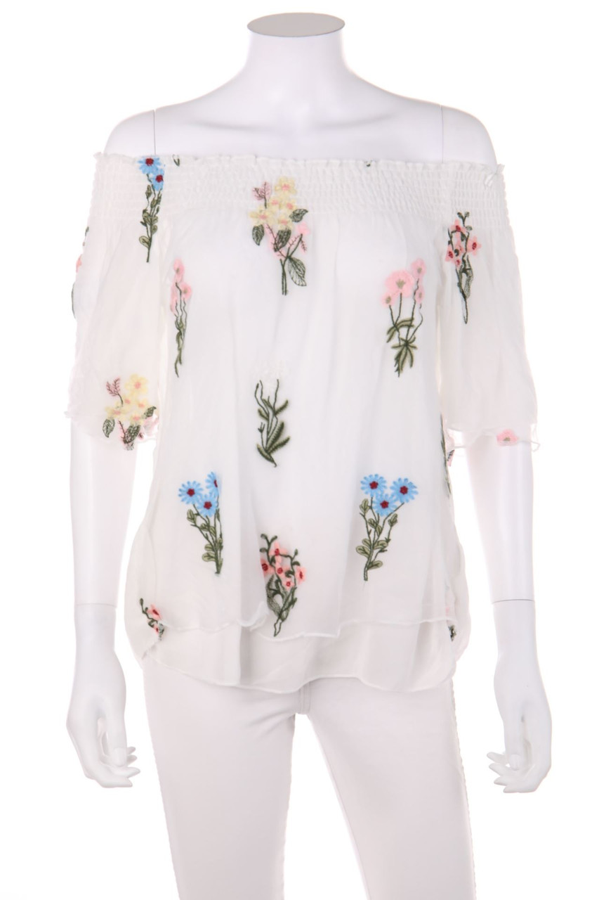 qed london - Off-the-shoulder blouse with Embroideries - M