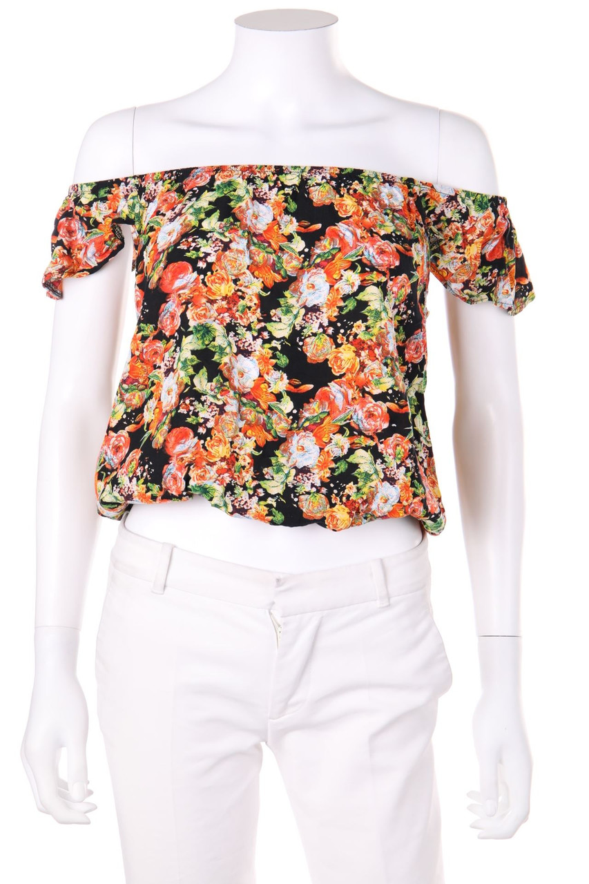 qed london - Off-the-shoulder blouse with floral print - D 38