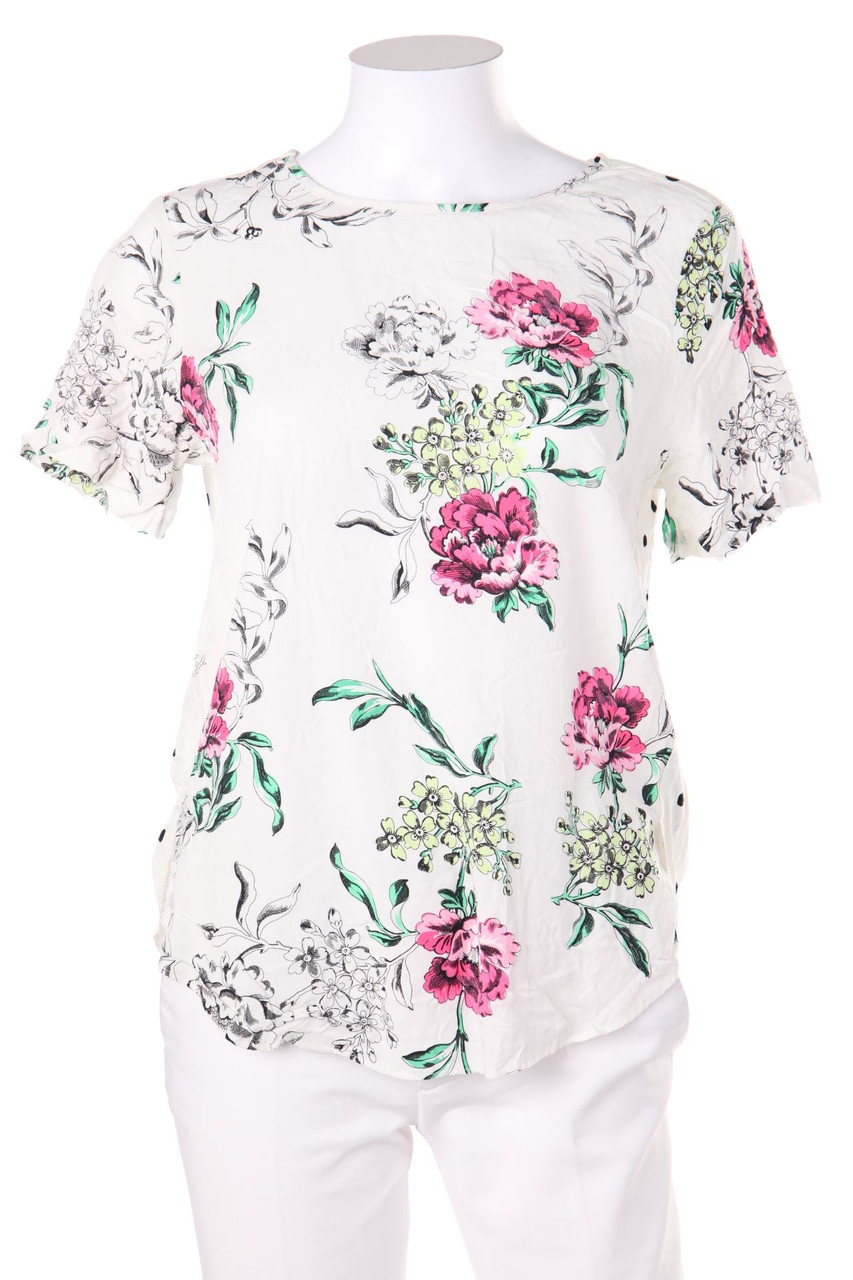 SECONDHAND - Shortsleeve Blouse, Viscose with floral print - D 38