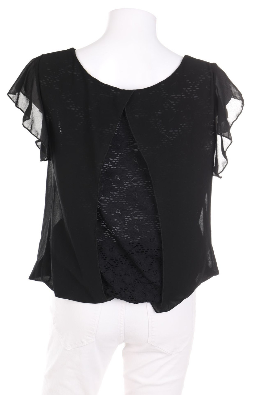 TODAY - Shortsleeve Blouse, Layer Look with Lace Insert - XL
