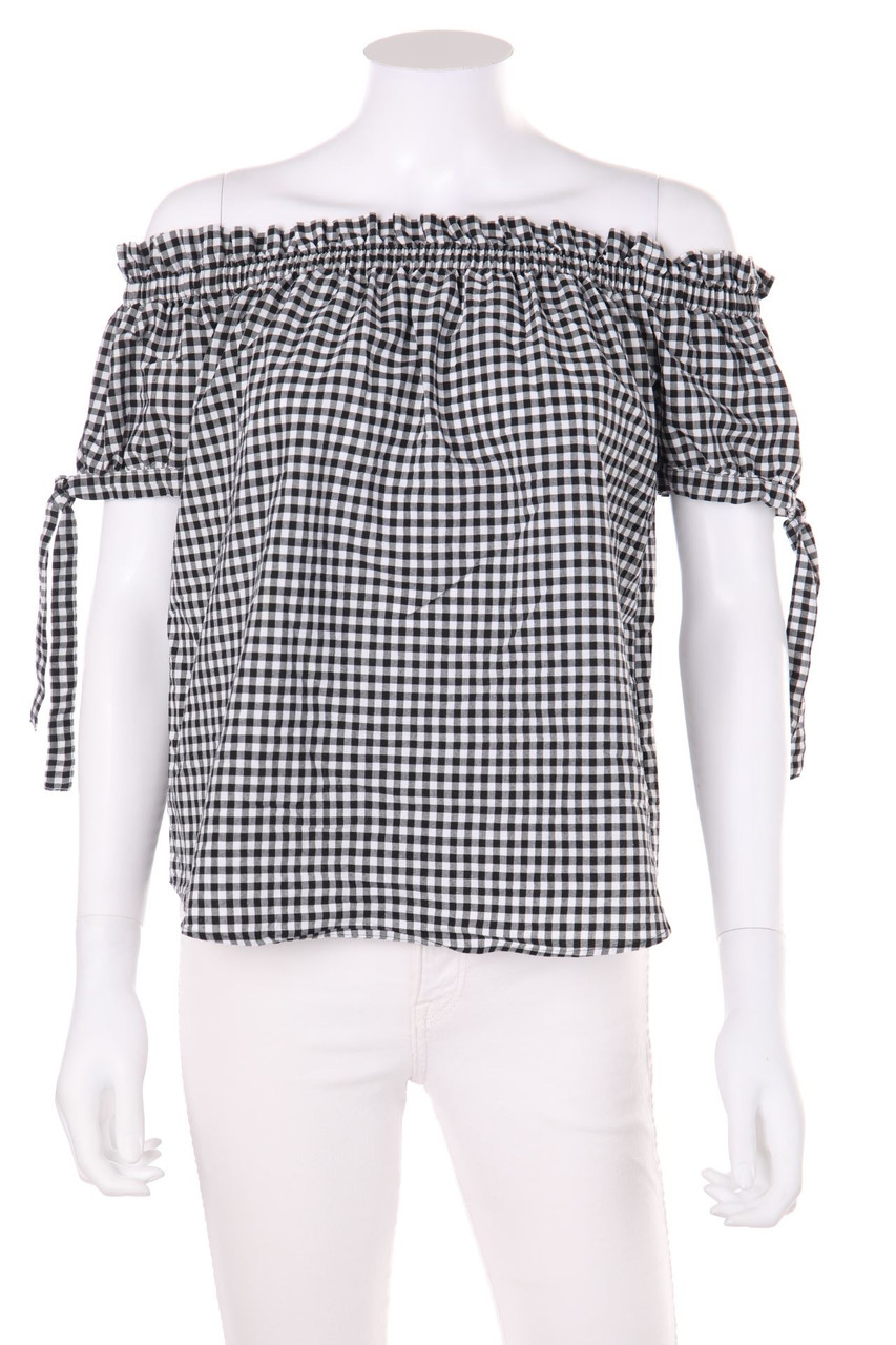 H&M LOGG - Carmen-Bluse mit Karo-Muster - D 36