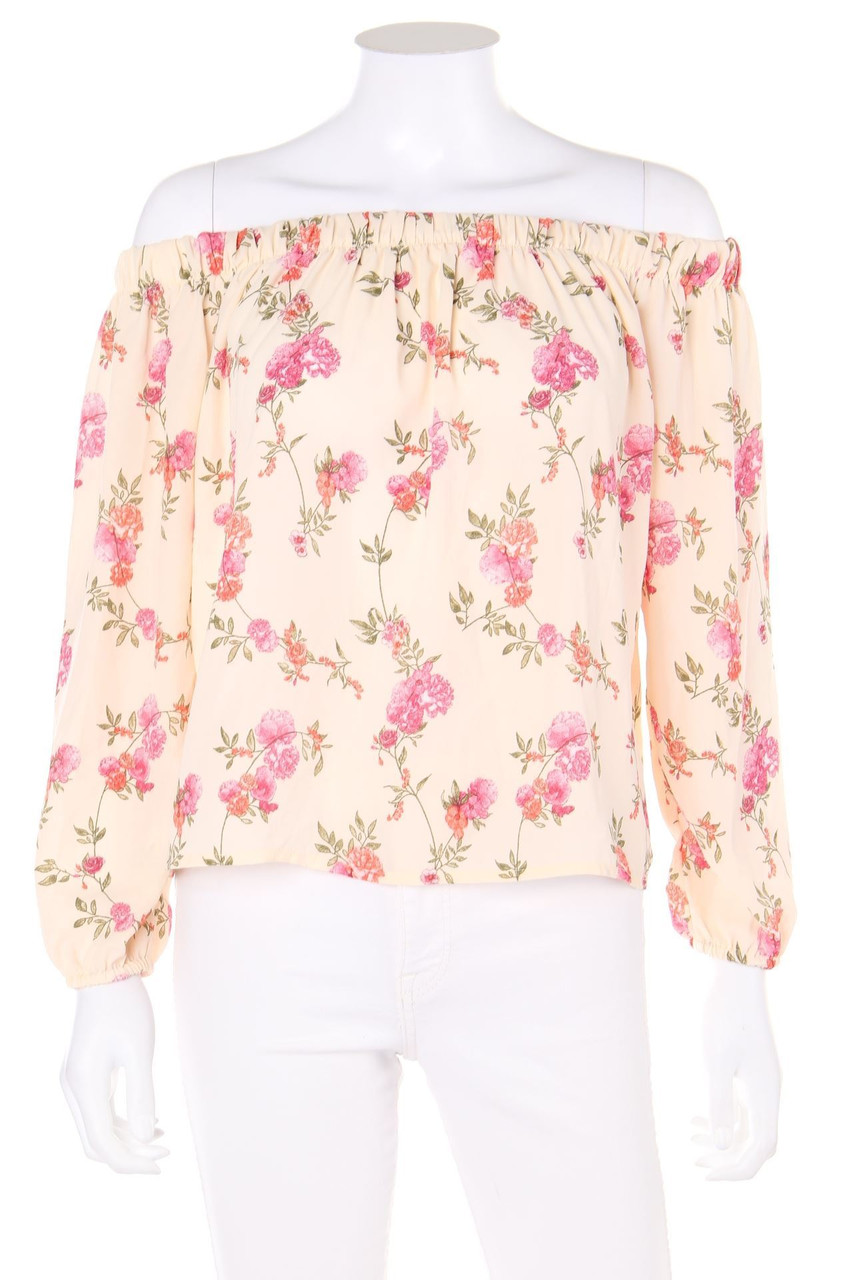 House - Off-the-shoulder blouse with floral print - S