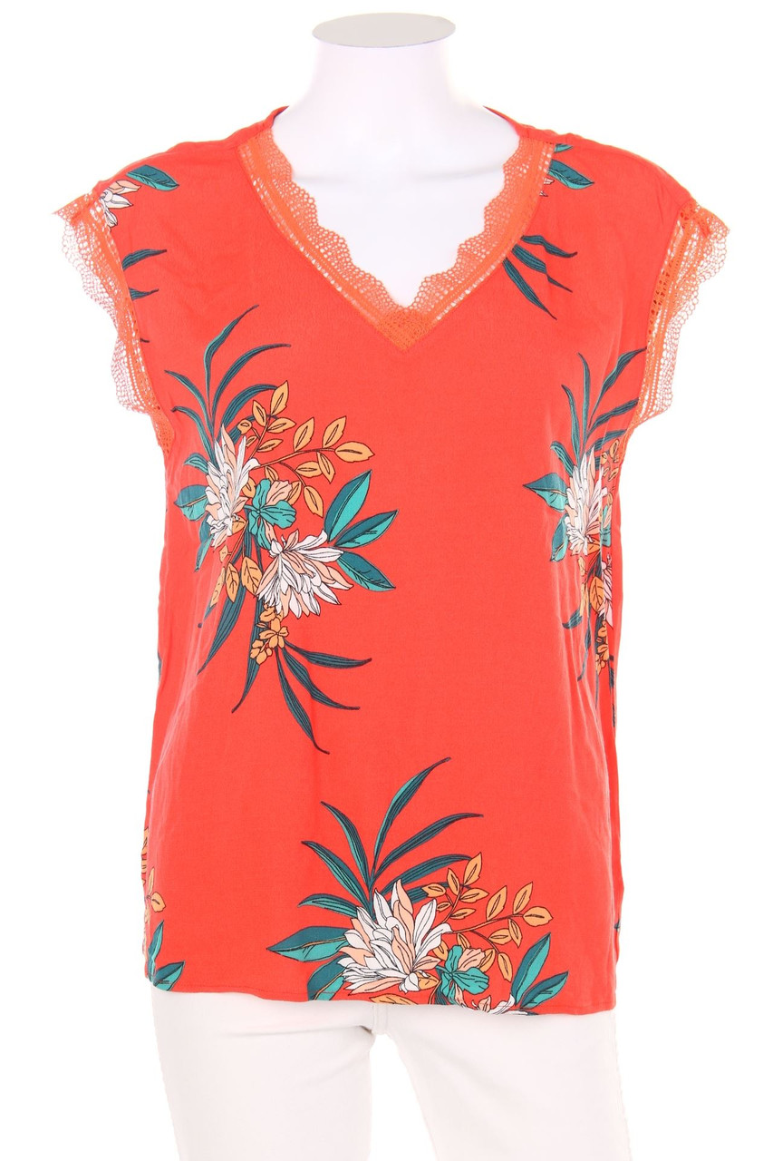 promod - Blusentop mit Tropical Print mit Spitze - D 40