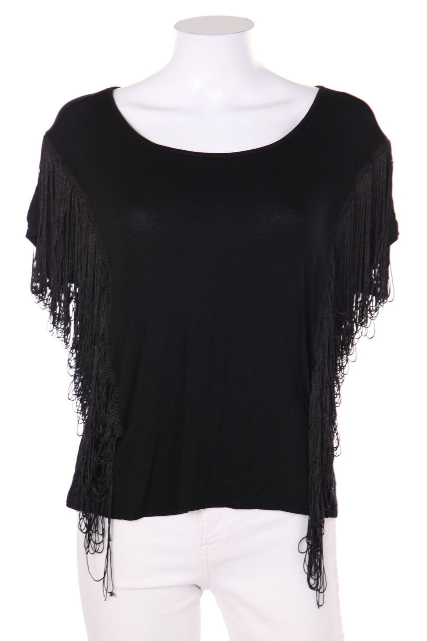 Hailys - Kurzarm-Shirt mit Fransen - S