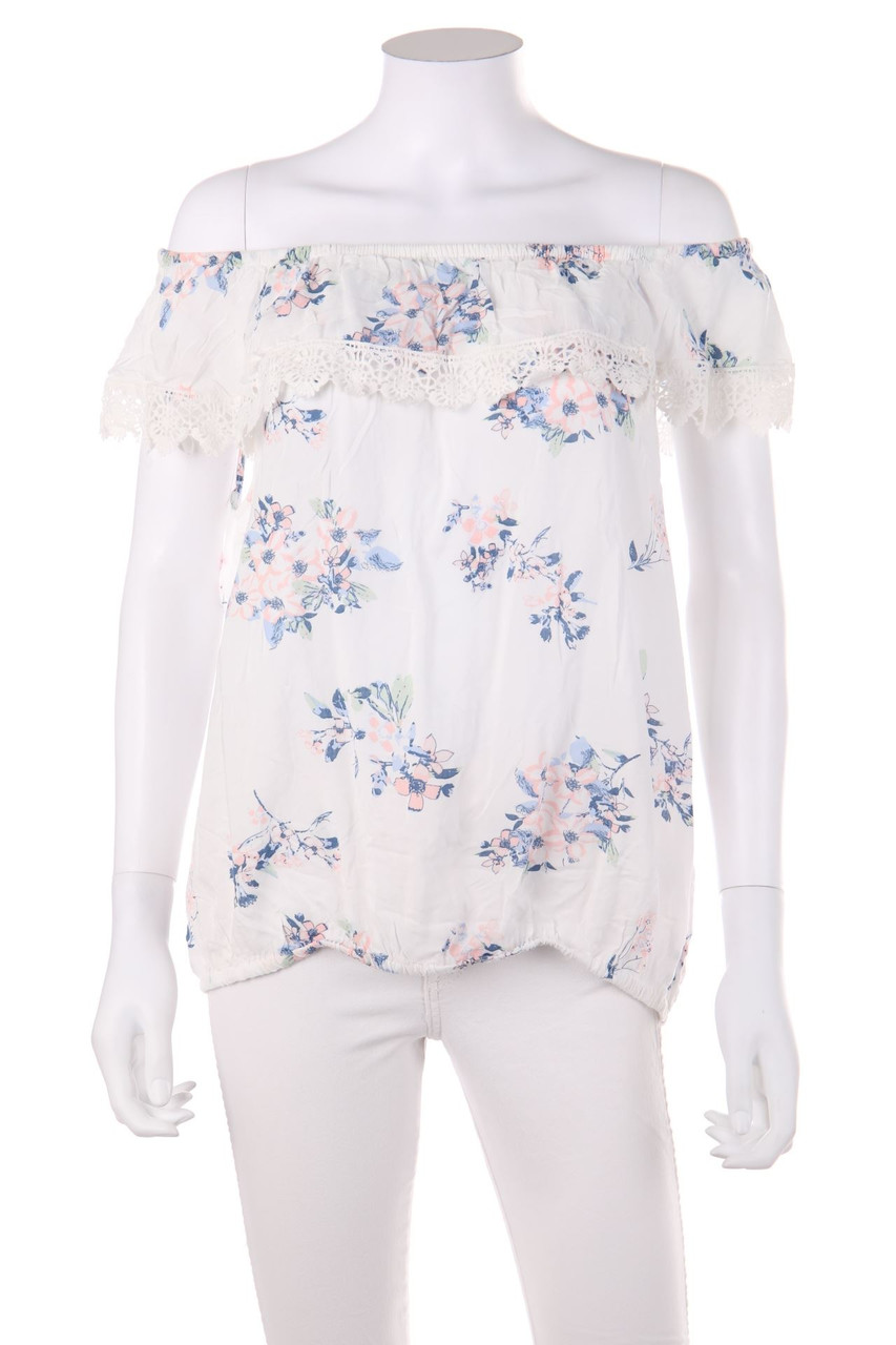 JEAN PASCALE - Carmen-Bluse aus Viskose mit floralem Muster - D 46