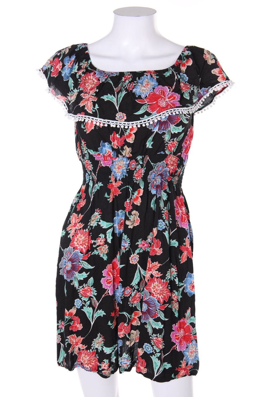 SECONDHAND - Carmen-Dress, Layer Look with floral print - D 36-38