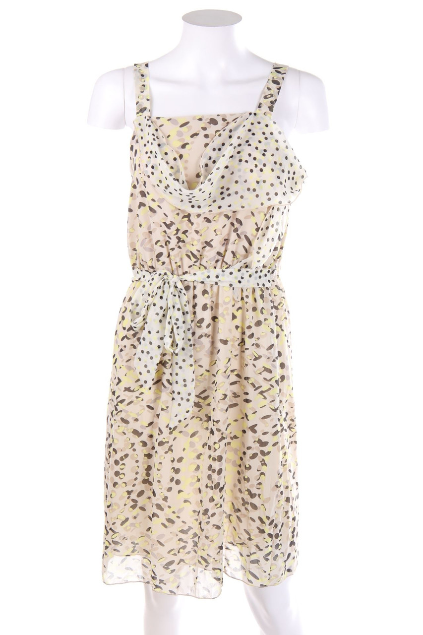 SECONDHAND - Patterned Dress, Layer Look with Cowl Neck - L