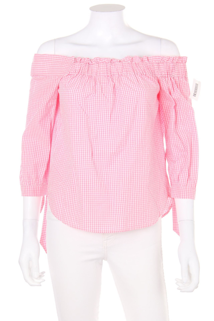 H&M - Carmen-Bluse mit Karo-Muster - M