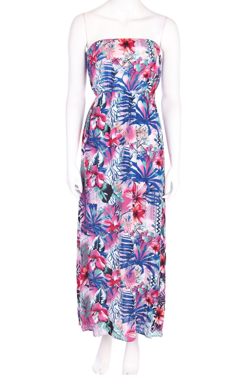 zebra - Maxi Dress with Tropical Print - S