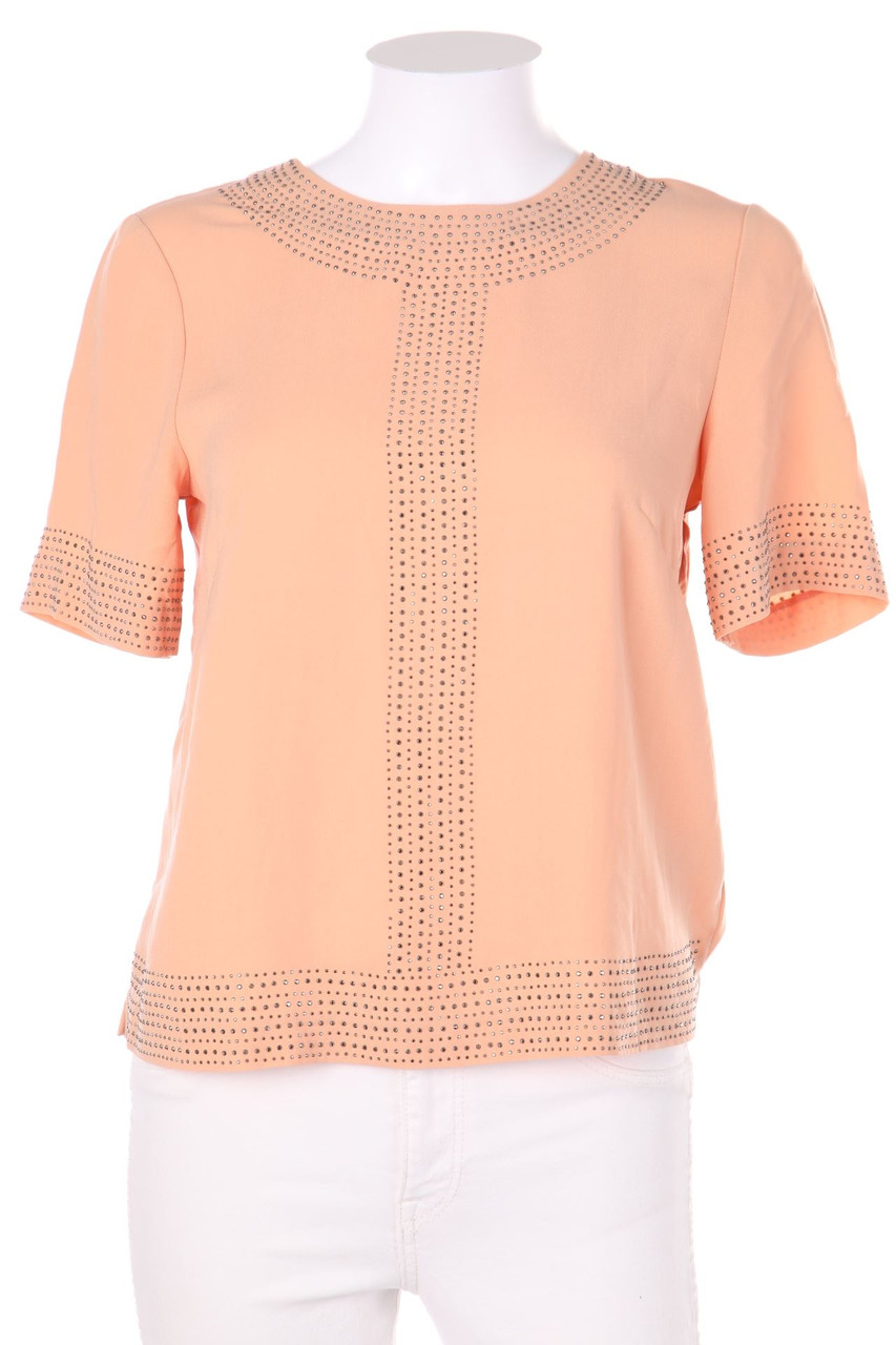 H&M - Kurzarm-Bluse mit Schmuckstein-Applikation - D 34