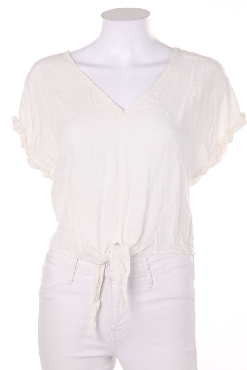 RESERVED - Cropped-Shortsleeve Blouse to tie - D 36