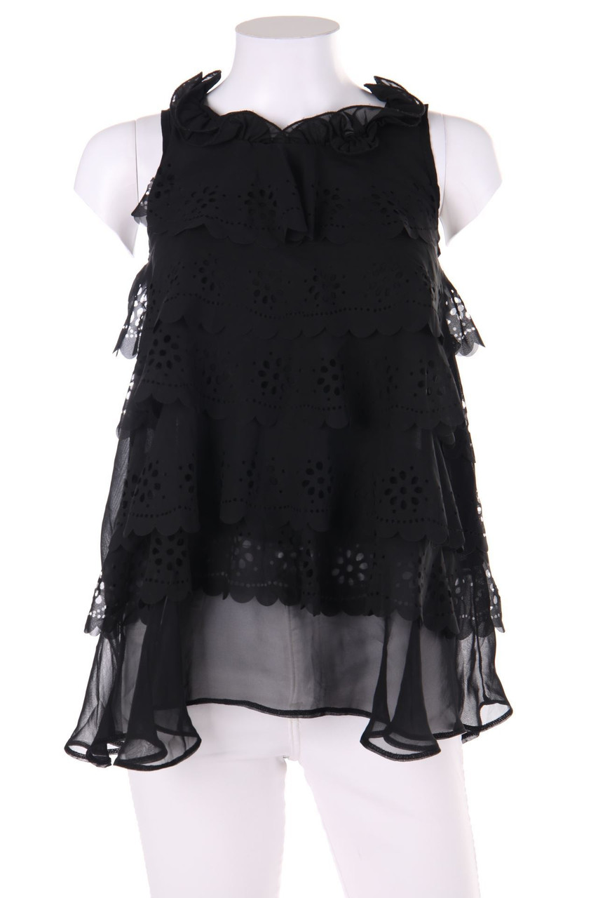 SECONDHAND - Blouse Top, Layer Look with Scalloped Hem - D 36