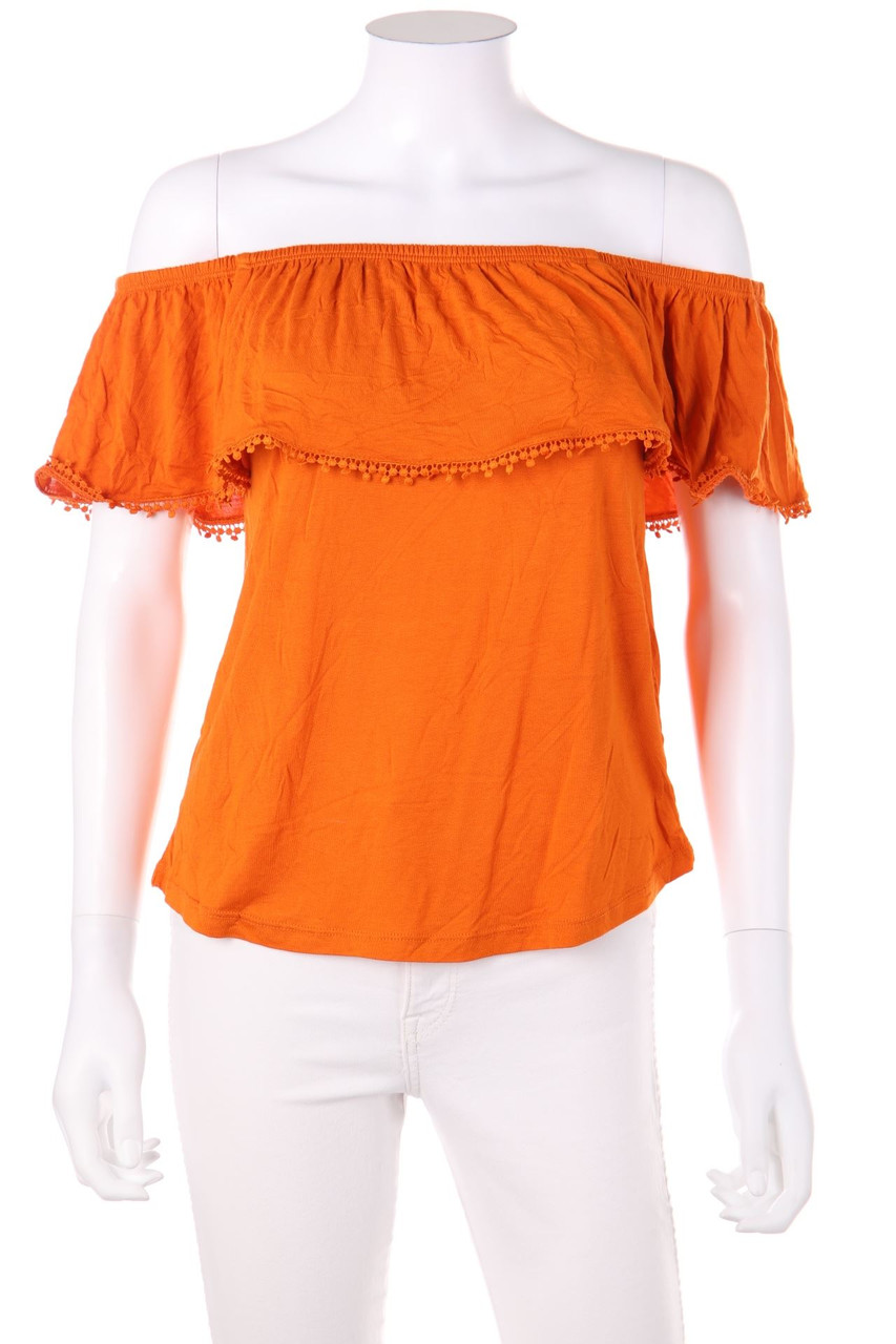 AMISU - Carmen-Bluse mit Häkelspitze - XS