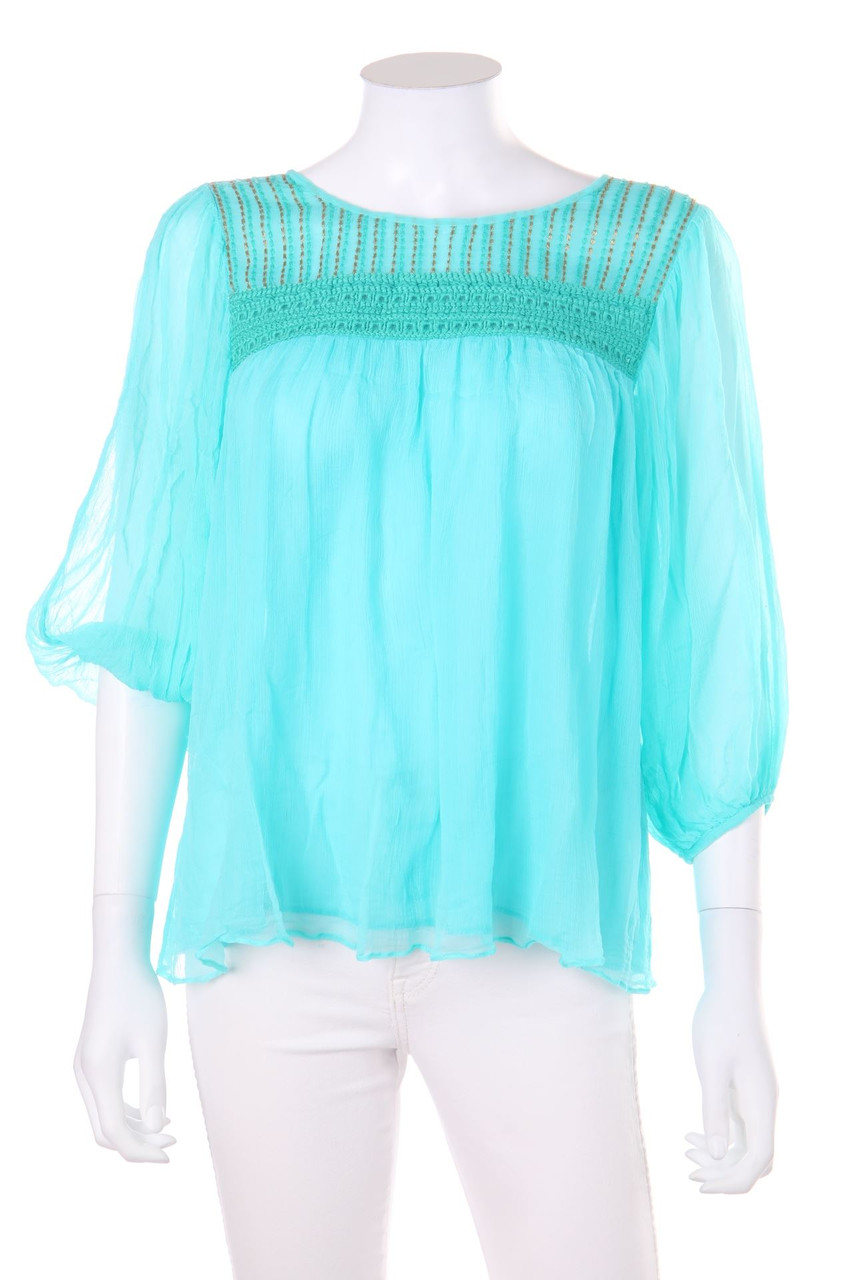 An´ge - Blouse with 3/4 Sleeve with Lace Insert - S