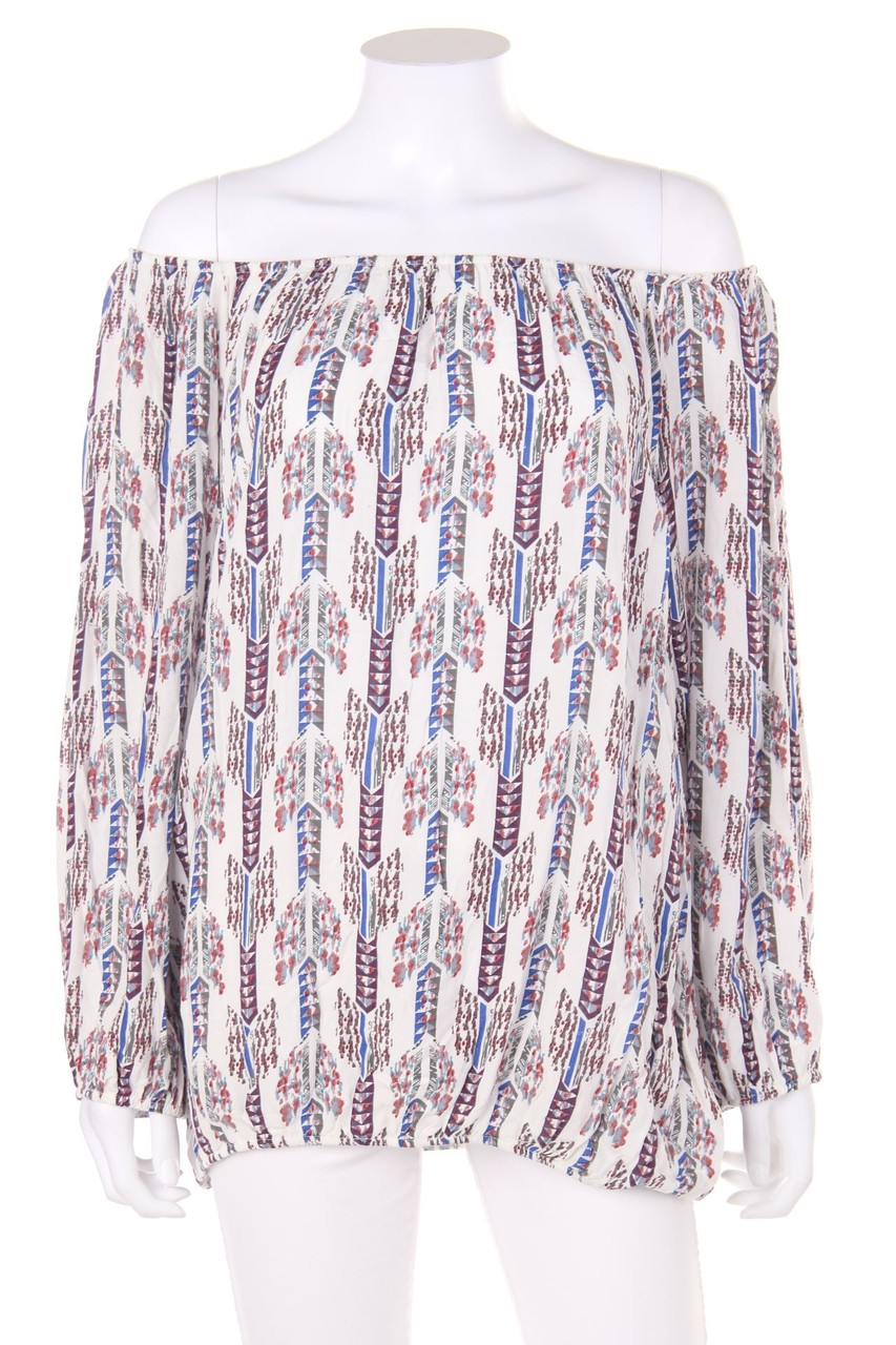Chicorée - Off-the-shoulder blouse with Ethno Print - L