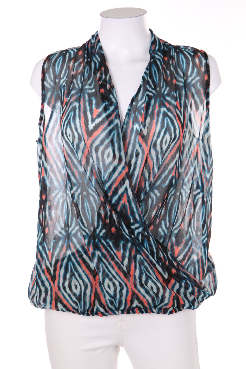 flame - Blusentop in Wickel-Optik mit Print - M