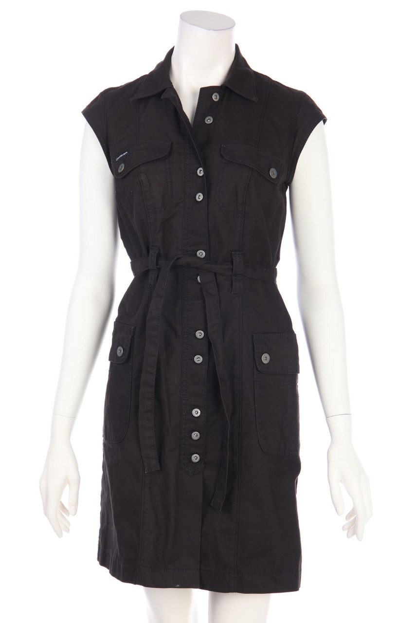 Calvin Klein Jeans - Blusenkleid mit aufgesetzten Taschen mit Gürtel - M