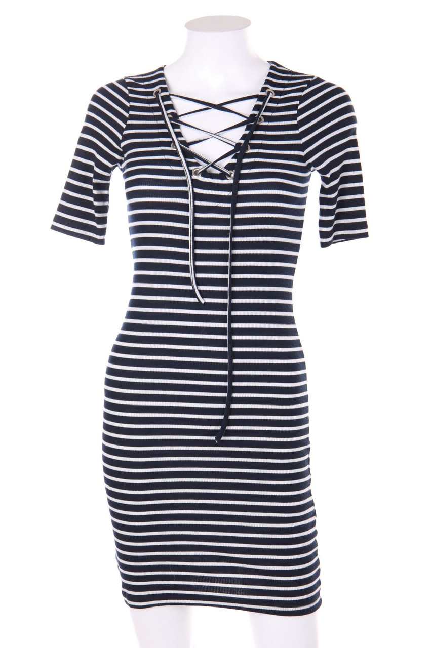POLOGARAGE - Stripe dress with Lacing - S