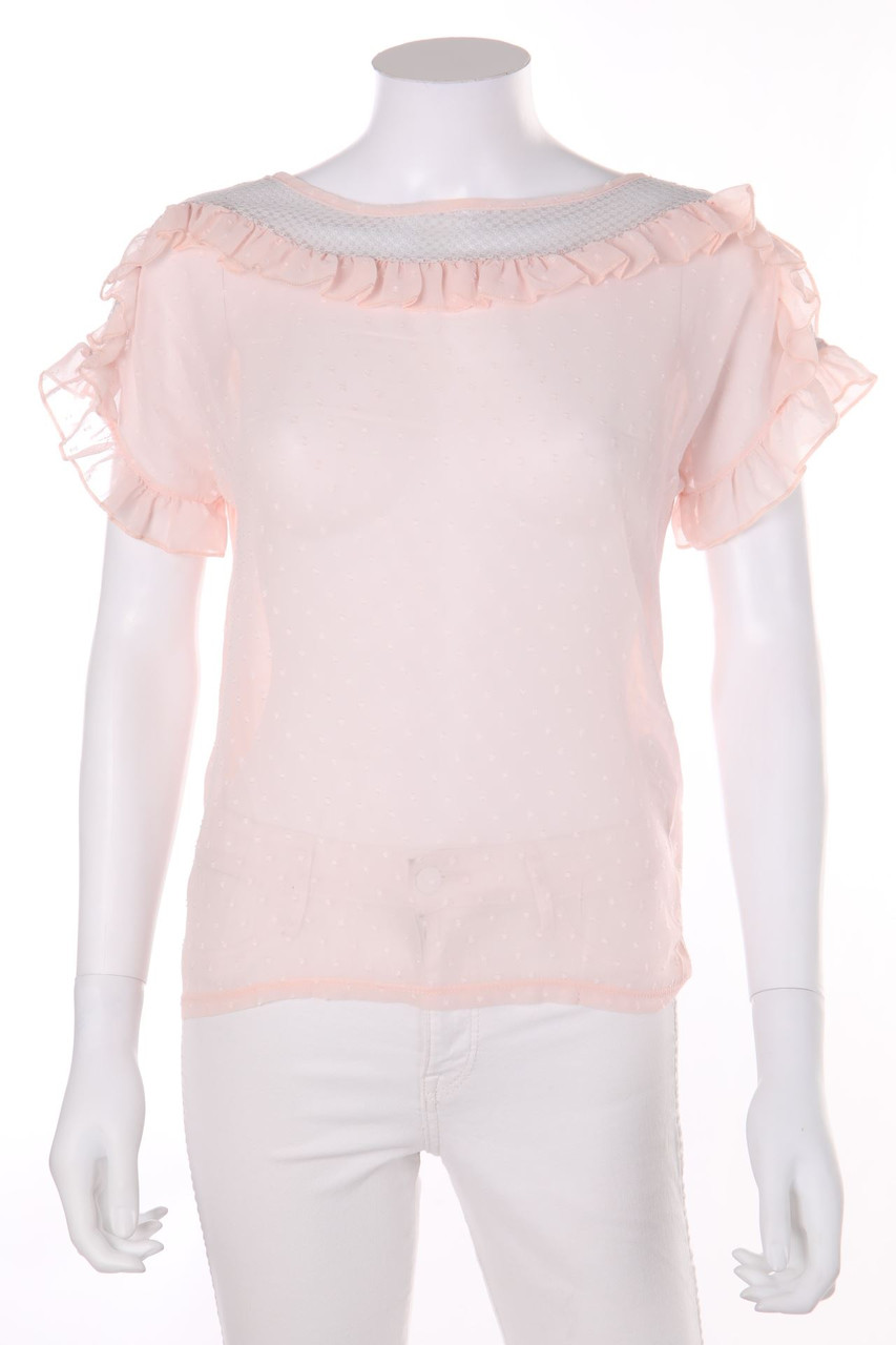 NAF NAF - Kurzarm-Bluse mit Volants - XS