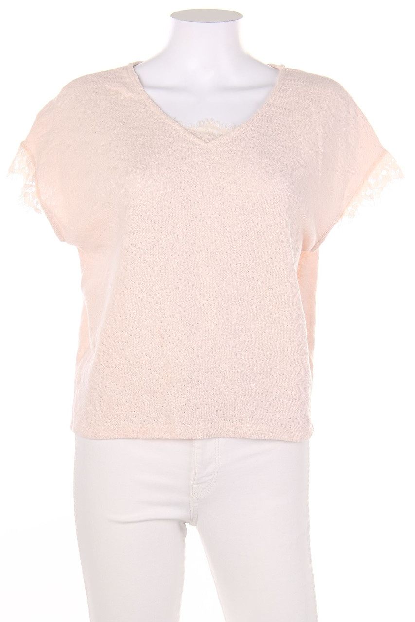 NAF NAF - Shirt mit Spitzen-Einsatz - S