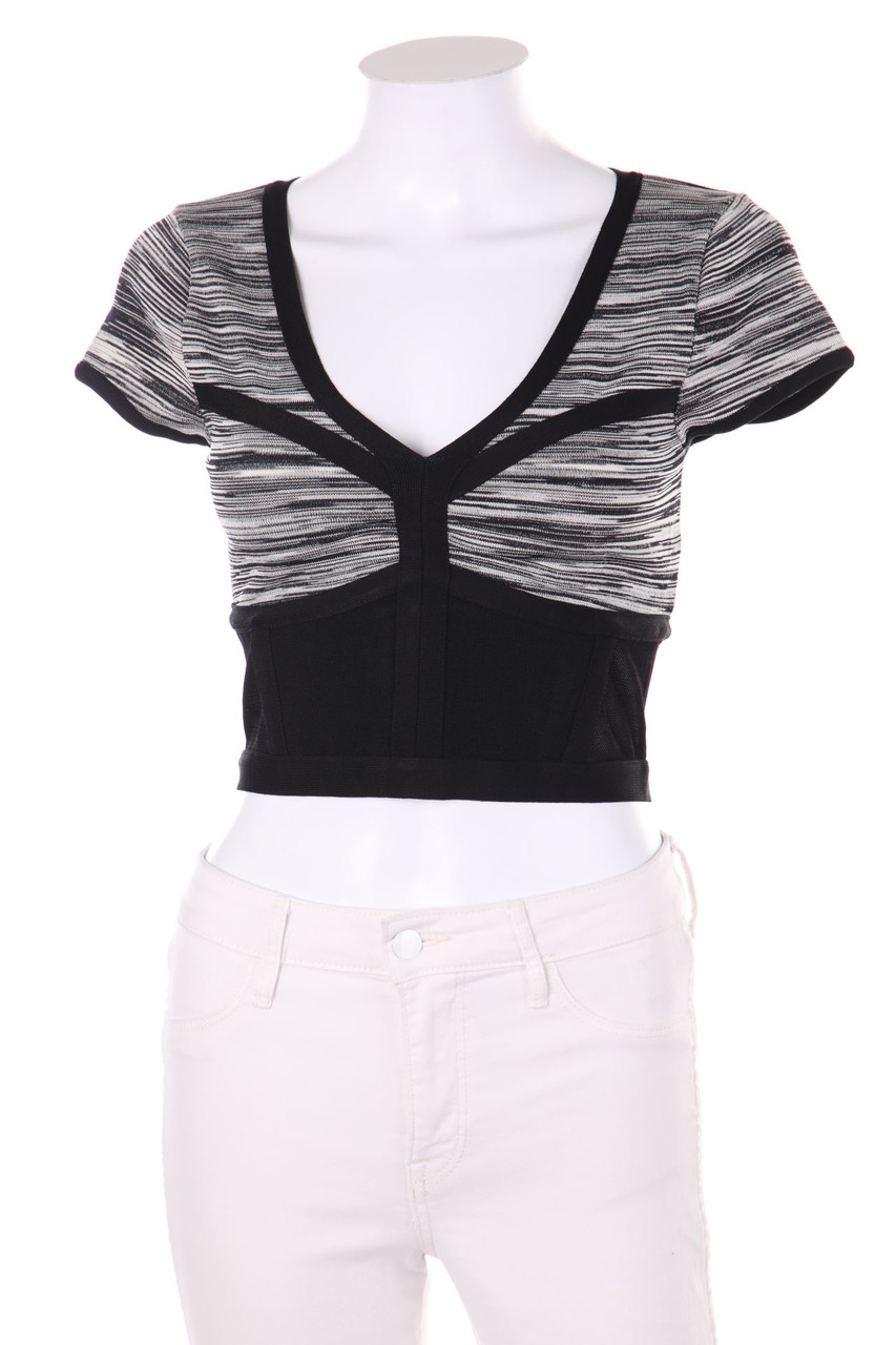 bebe - Crop-Top mit tiefem Ausschnitt - S