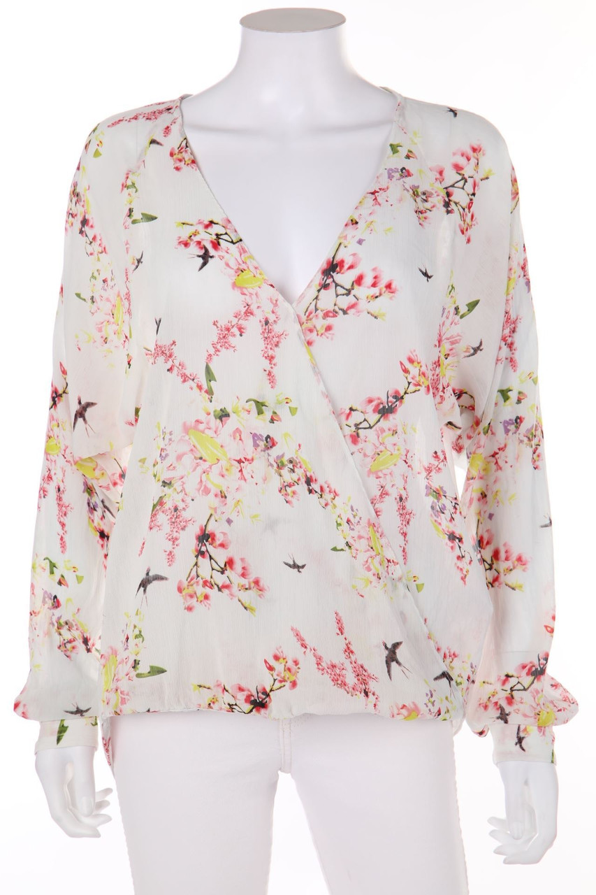 Madonna - Bluse in Wickel-Optik mit floralem Muster - S