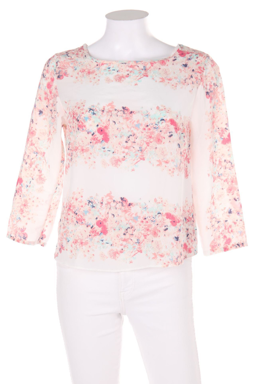 No Label - Blouse with floral print with Deep Back Neckline - L