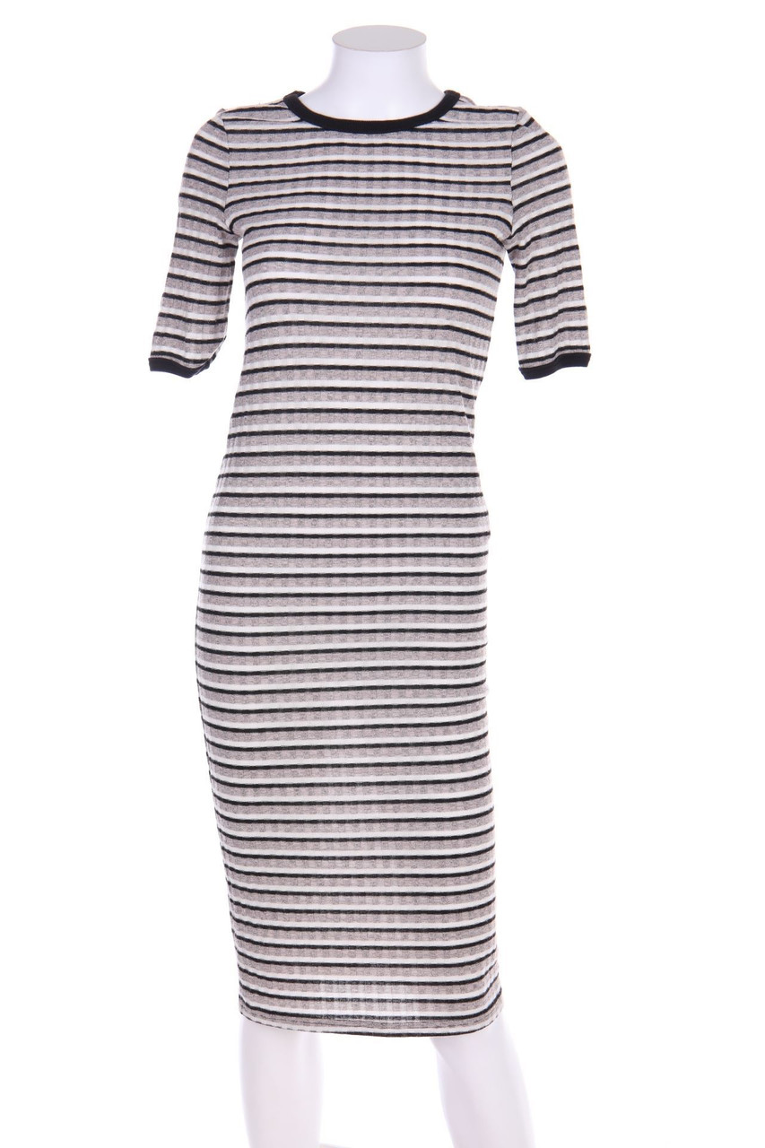 even&odd - Midi-Knit Dress with Stripes - S