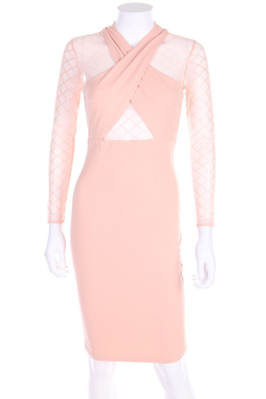 No Label - Dress with Wrap-Effect with Mesh Insert - XS