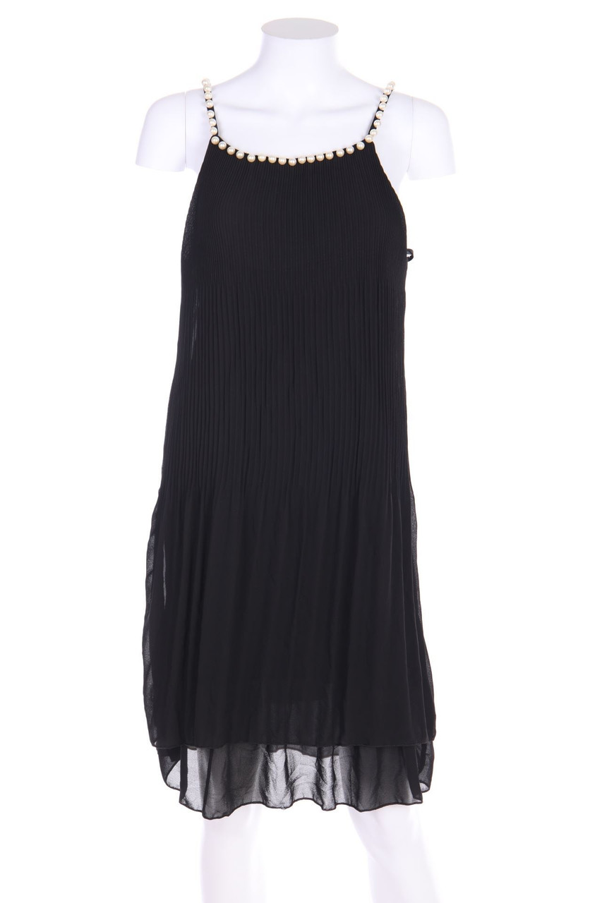 Ohne Label - Plissee-Kleid mit Perlen - M