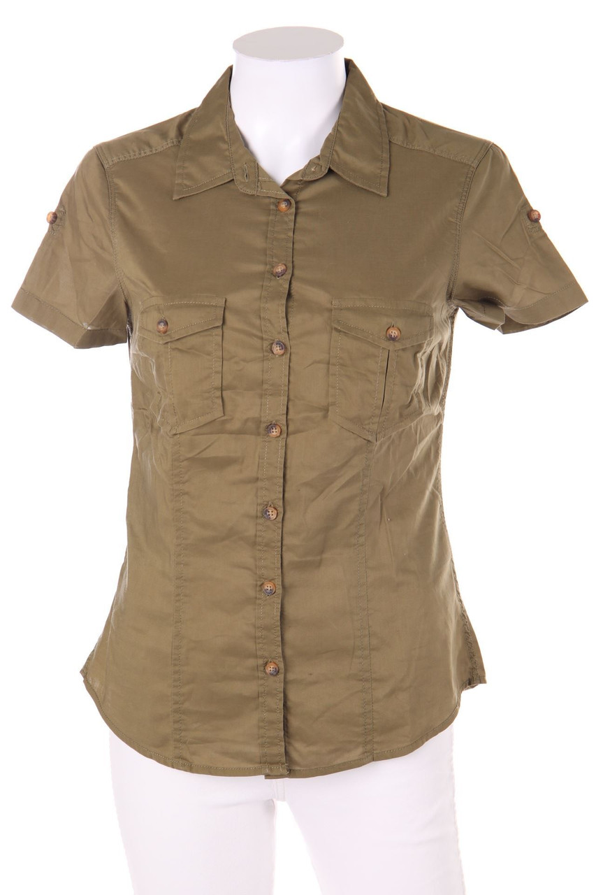 H&M LOGG - Kurzarm-Bluse im Military-Stil mit Roll-up-Manschette - D 36