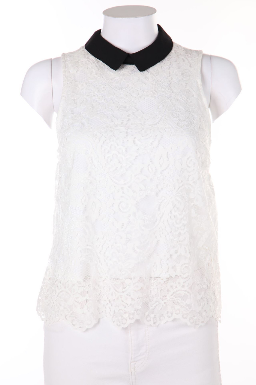 TALLY WEiJL - Blouse Top, Lace with Collar - M