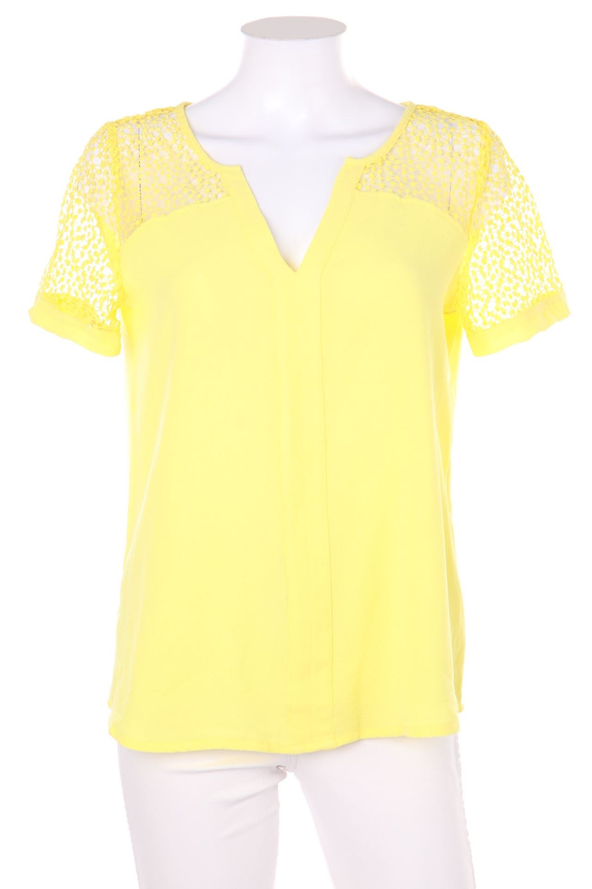 promod - Kurzarm-Bluse aus Crêpe mit Spitze - D 42-44