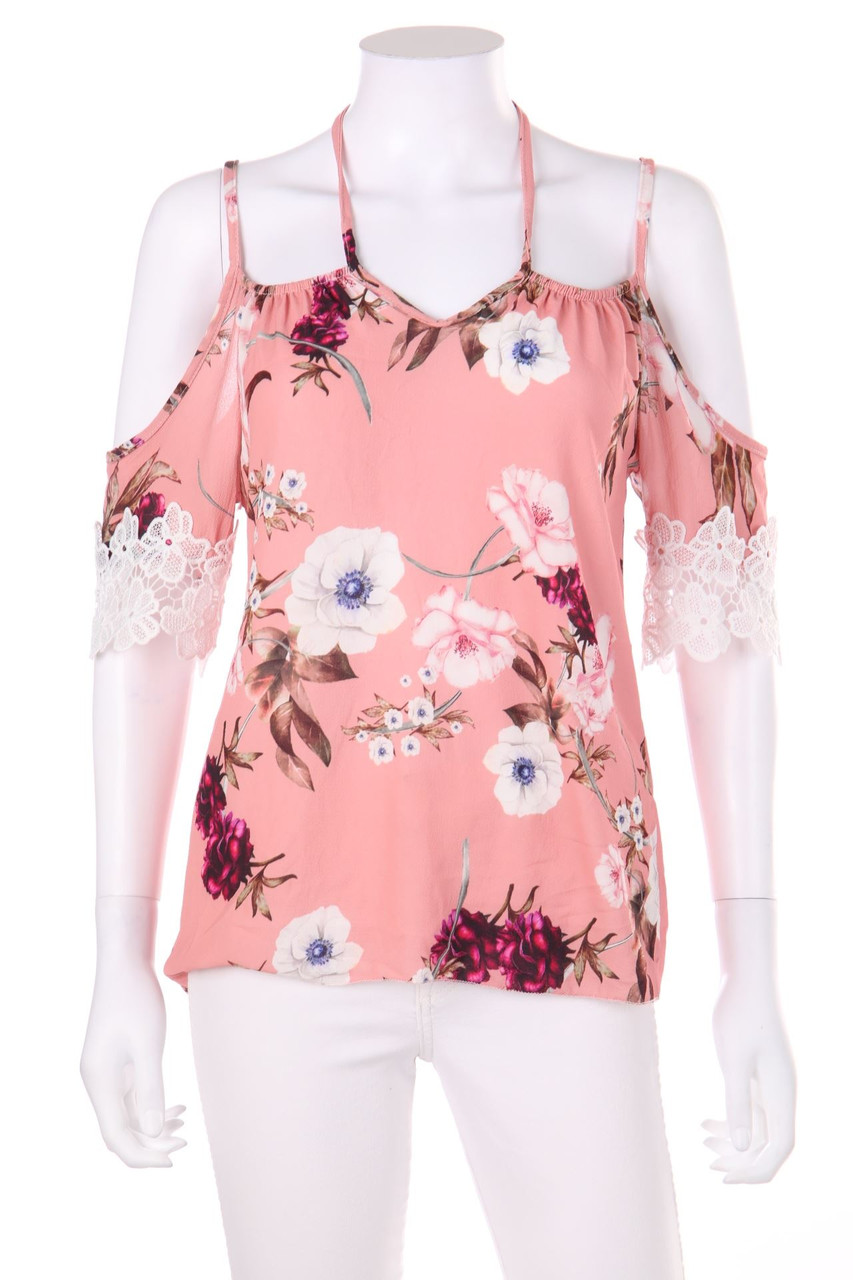 zebra - Strap-Off-the-shoulder blouse with floral print - S