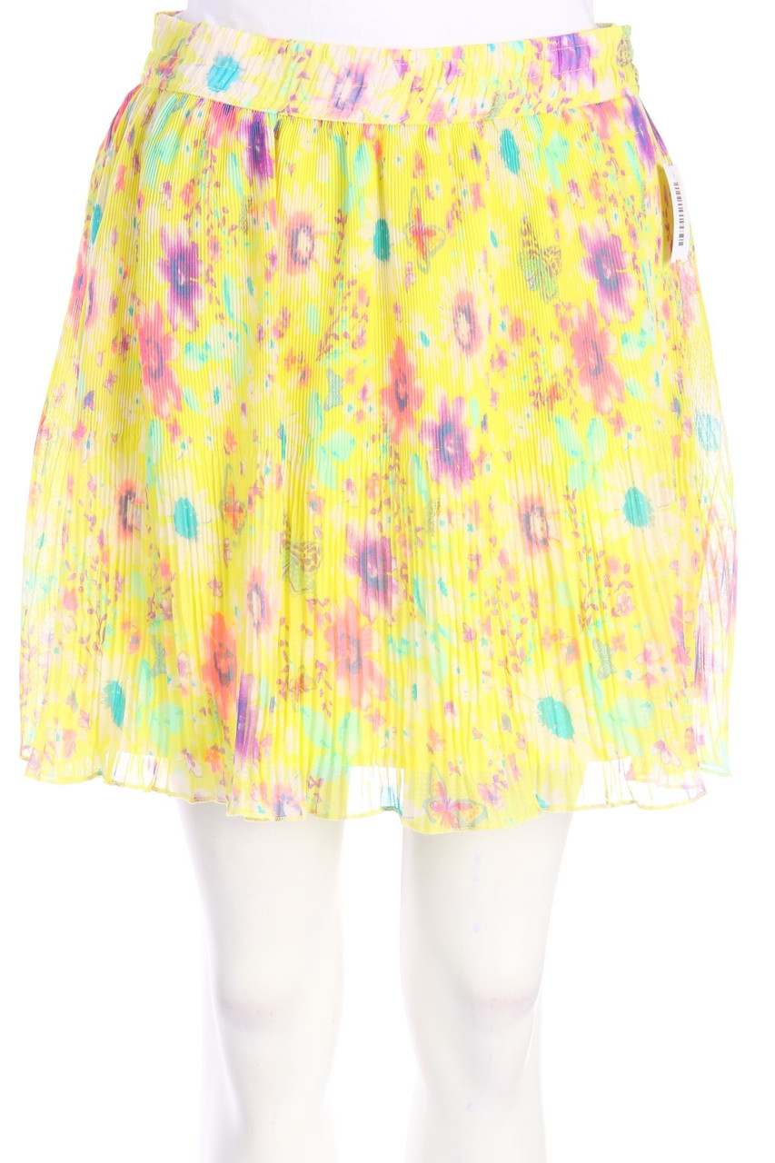 G!na - Plissé-Mini-Rock mit floralem Muster - D 36