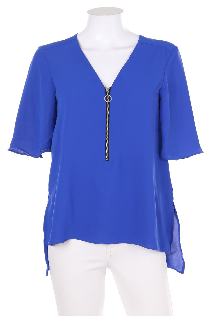 ZARA - Kurzarm-Bluse mit Zipper - S
