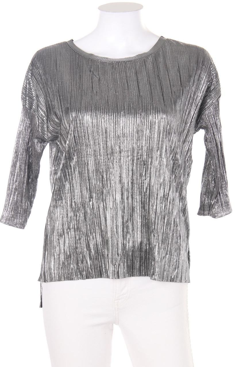 Bershka - 3/4-Sleeve Shirt with Metallic Effect - XS