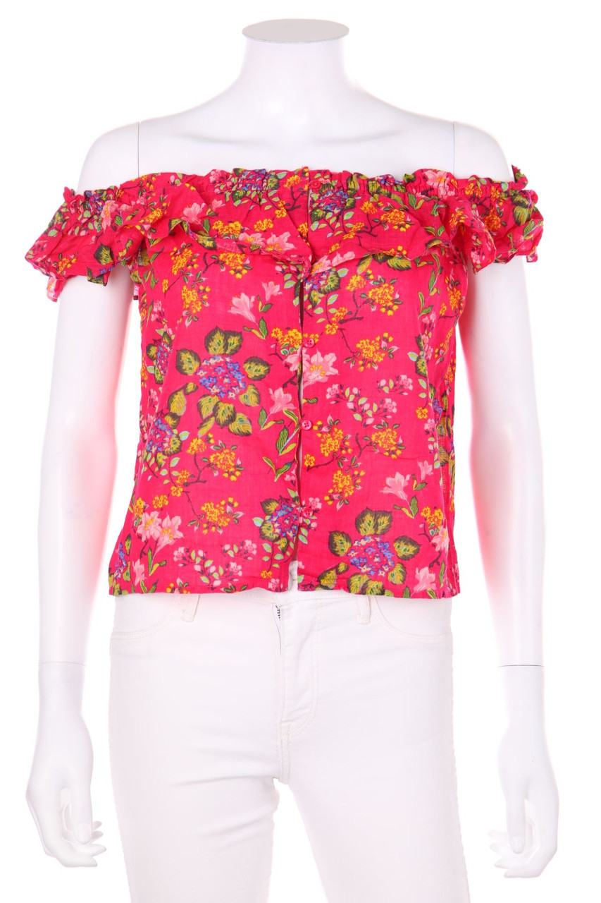 MANGO - Carmen-Bluse mit floralem Muster - S