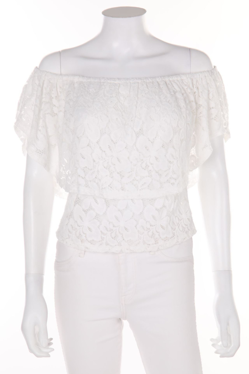 SECONDHAND - Cropped-Off-the-shoulder blouse, Lace - M