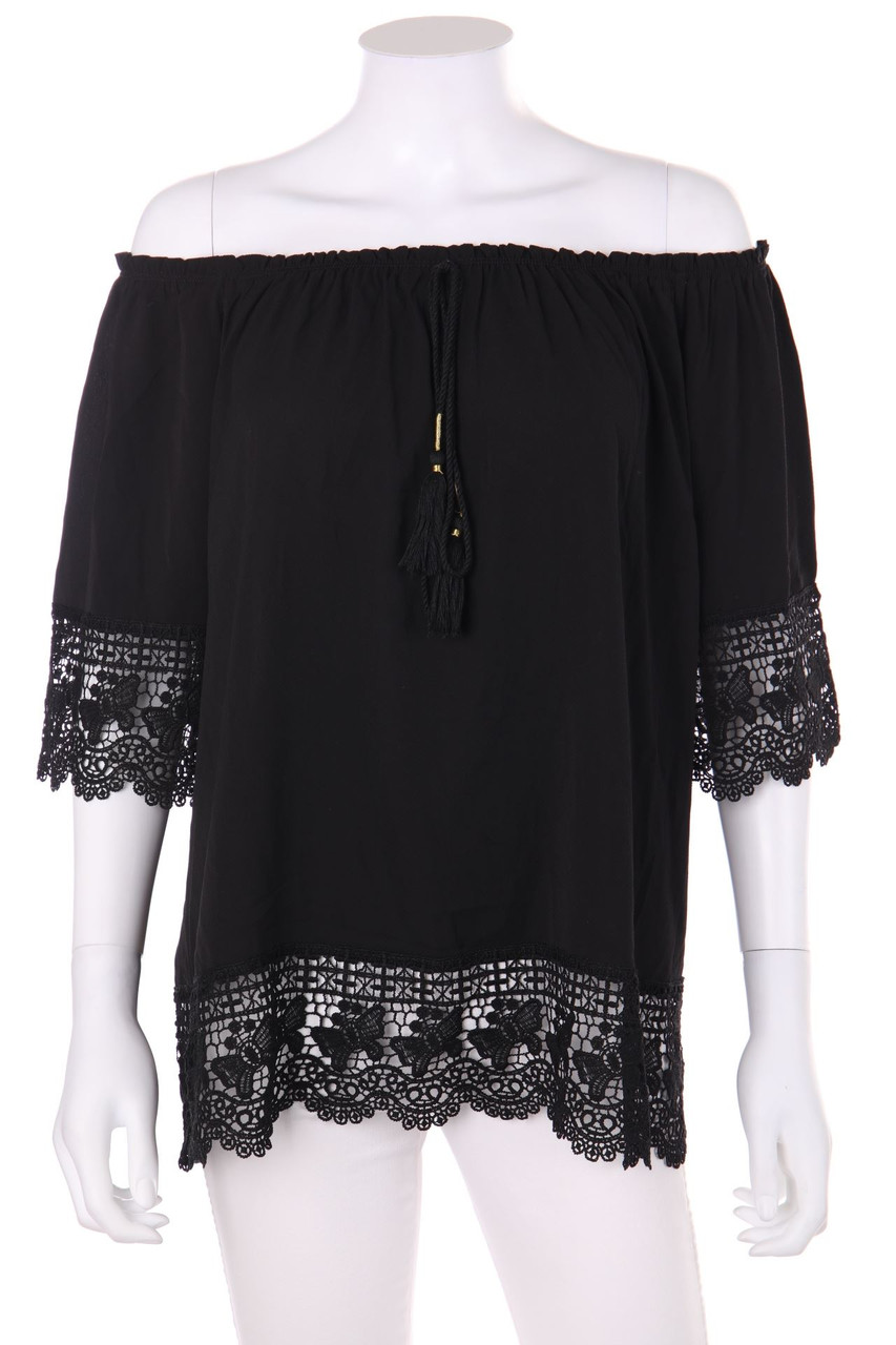 Molly BRACKEN - Carmen-Bluse mit Häkelspitze - D 48