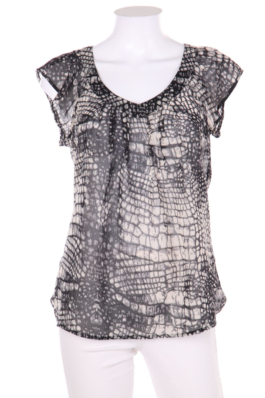 ONLY - Chiffon-Kurzarm-Bluse mit Muster - D 36