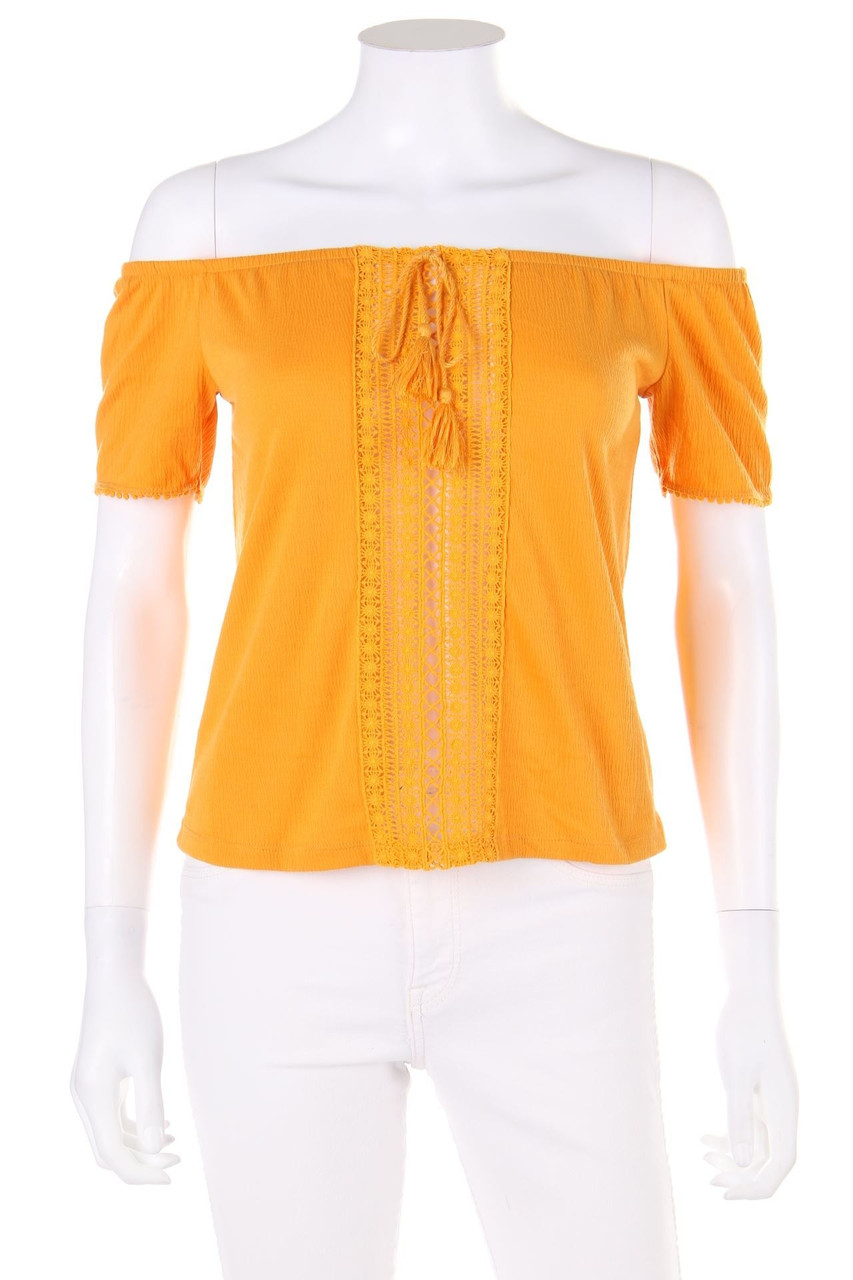 H&M DIVIDED - Boho-Carmen-Bluse mit Spitzen-Einsatz - XS